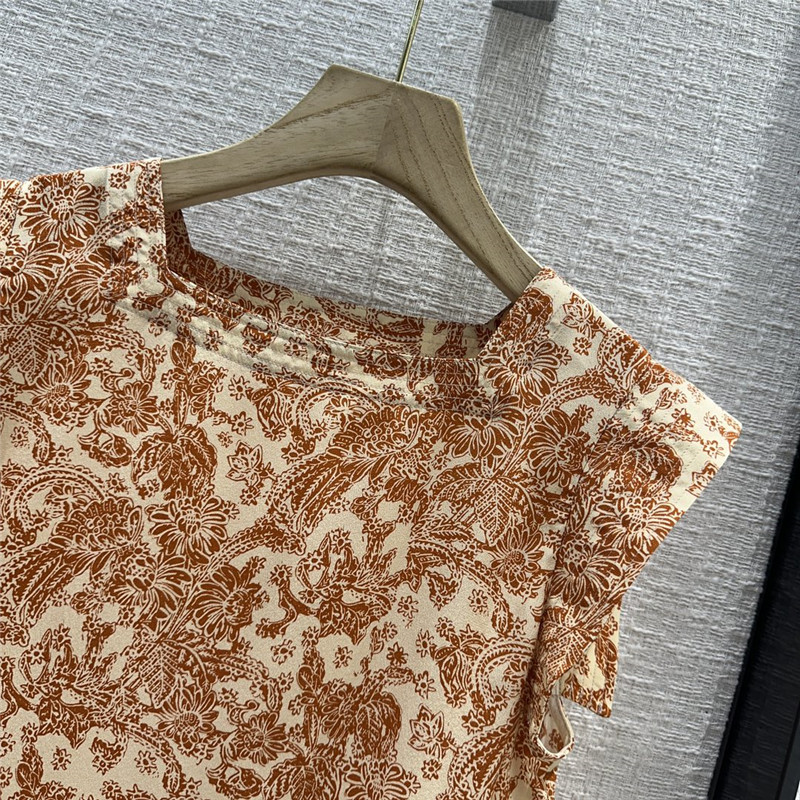 L0r0 P1ana oil painting flower silk flying sleeve shirt replica clothes