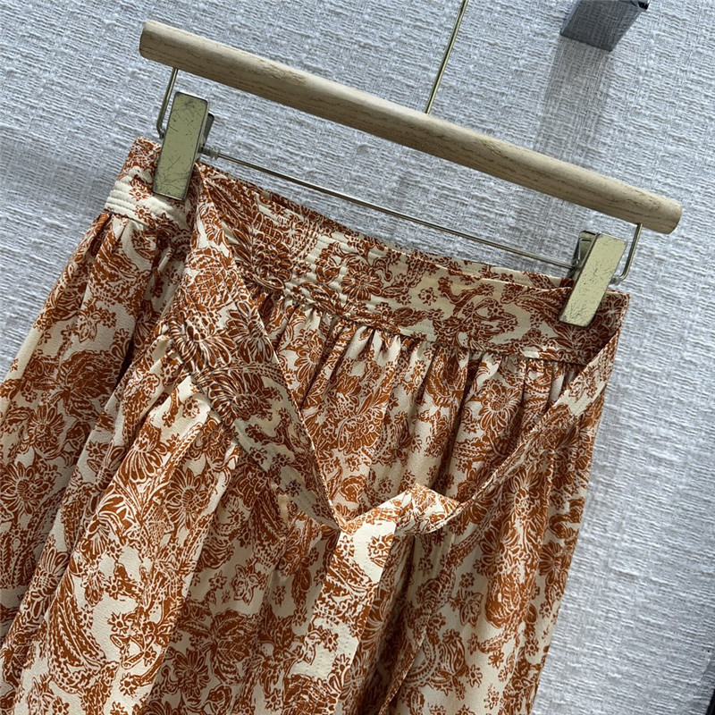 L0r0 P1ana leah woodblock botanic print self-tie midi skirt