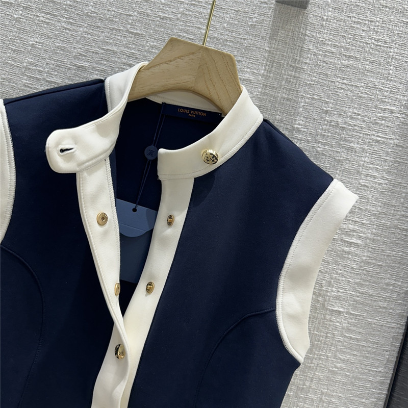 l0vis Vvtt0n lv stand collar color block vest top replica clothing