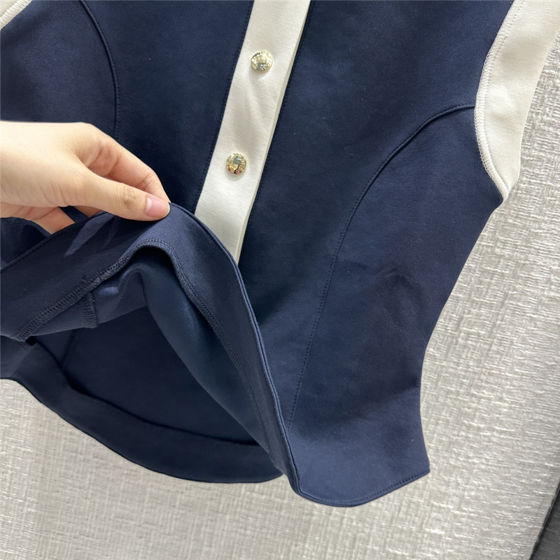 l0vis Vvtt0n lv stand collar color block vest top replica clothing