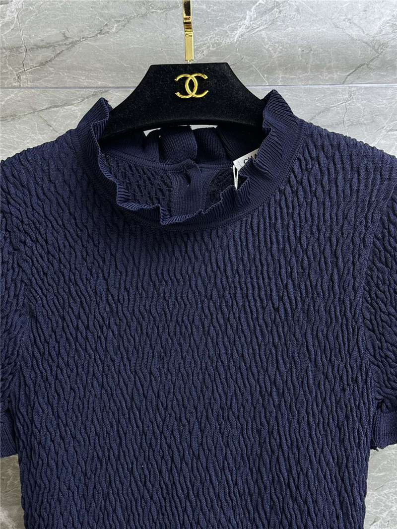 Ch**el ruffled knit top replica clothing