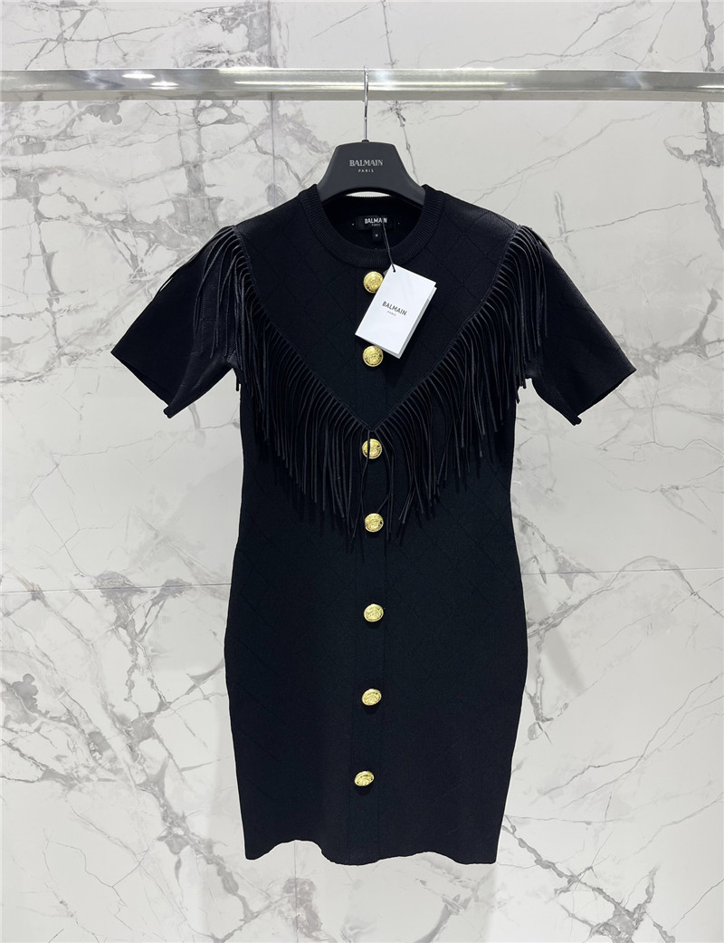 Balmain round neck button-down knit dress replica clothing sites