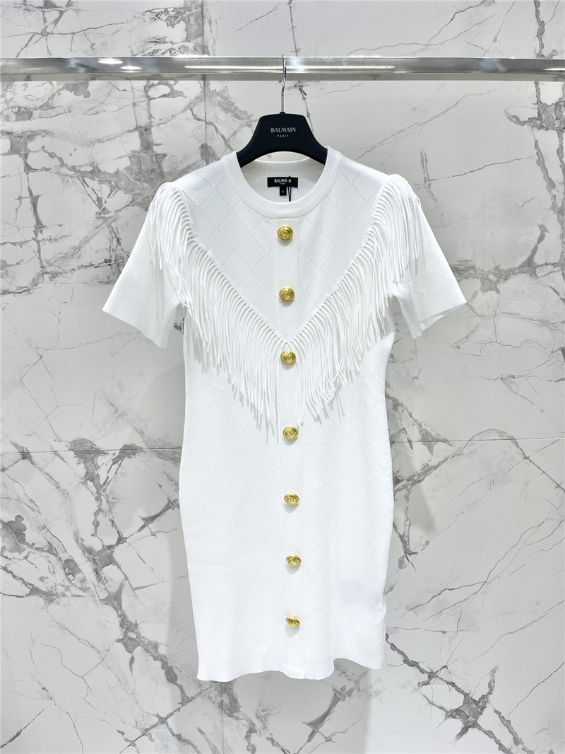 Balmain round neck button-down knit dress replica clothing sites