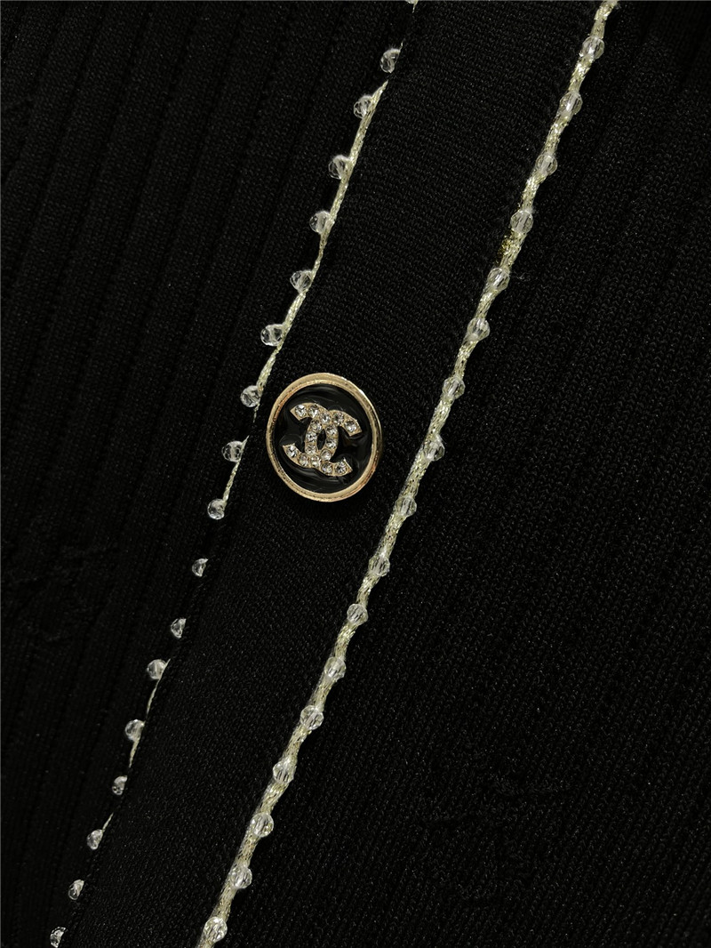 Ch**el lace logo button lapel knit dress replica clothing