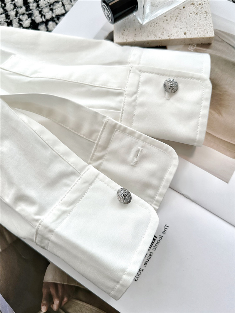 Ch**el metal button lapel shirt replica clothing