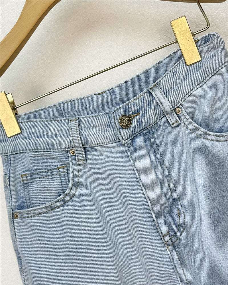 Ch**el denim wide-leg pants replica clothes