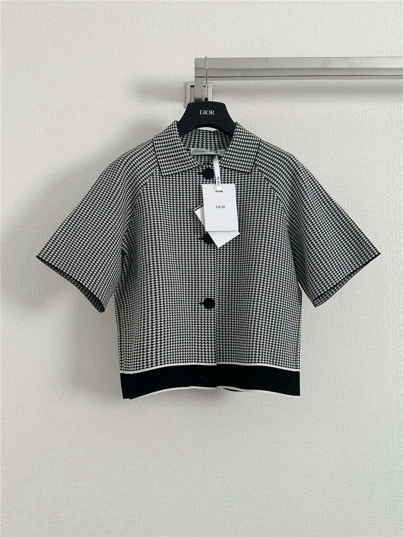 Dior Houndstooth Short Sleeve Cardigan