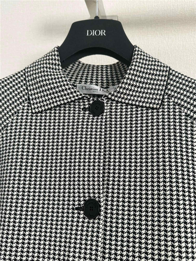 Dior Houndstooth Short Sleeve Cardigan