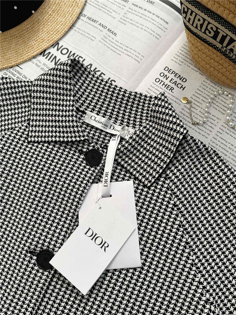 Dior Houndstooth Short Sleeve Cardigan