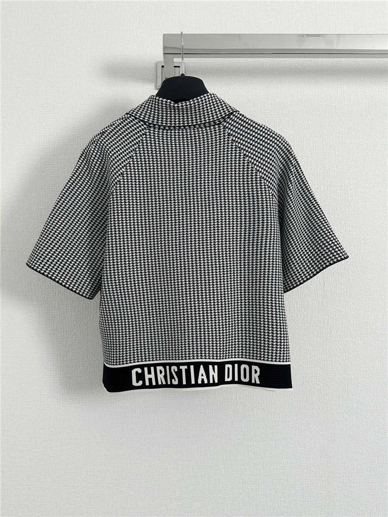 Dior Houndstooth Short Sleeve Cardigan