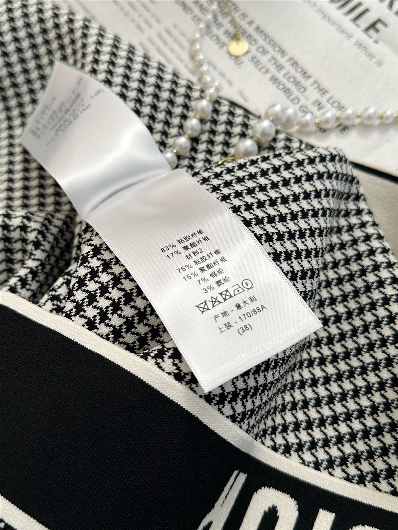 Dior Houndstooth Short Sleeve Cardigan