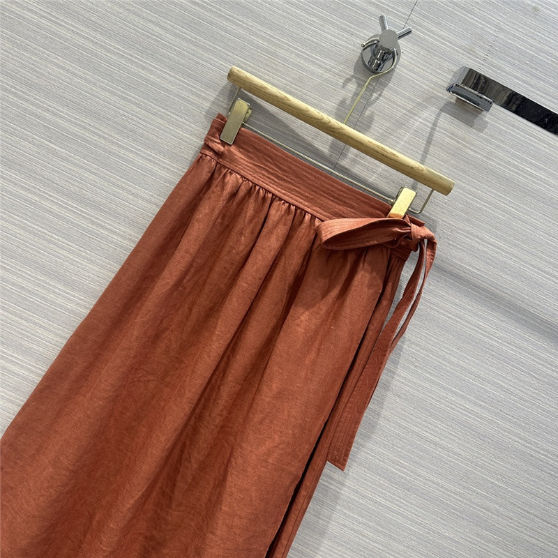 L0r0 P1ana cotton and linen lace-up maxi dress replica clothing