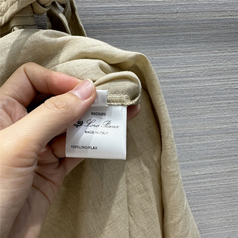 L0r0 P1ana cotton and linen lace-up maxi dress replica clothing