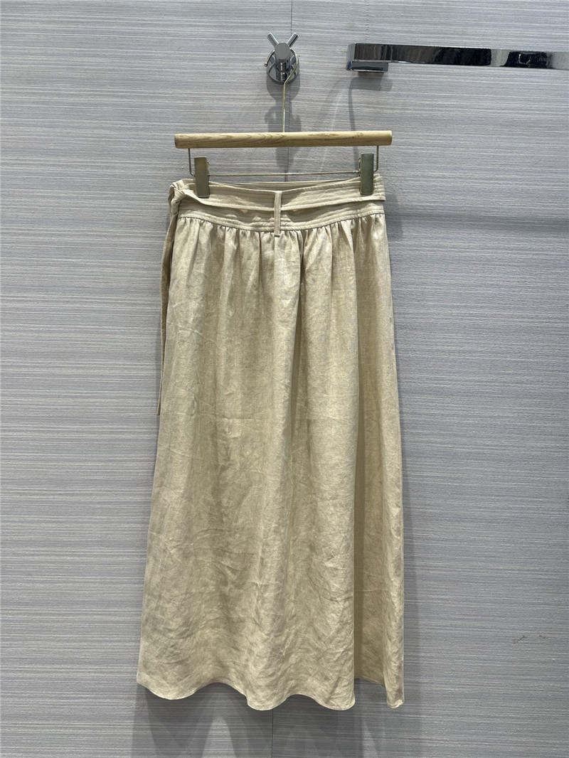 L0r0 P1ana cotton and linen lace-up maxi dress replica clothing