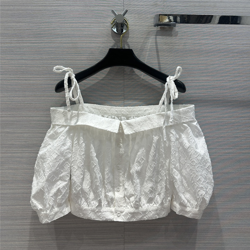 Louis Vuitton Monogram Fil Coupé Off-The-Shoulder Blouse