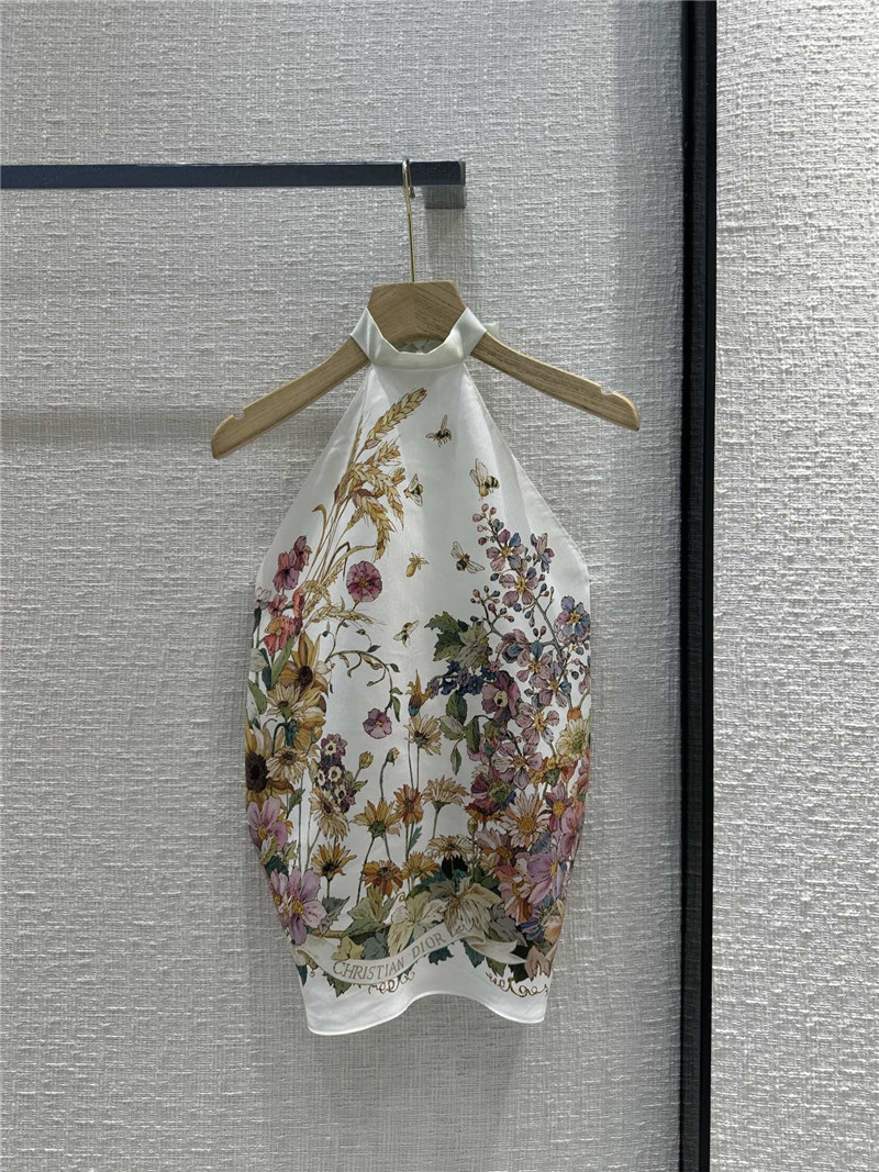 dior silk printed halterneck vest replica clothing