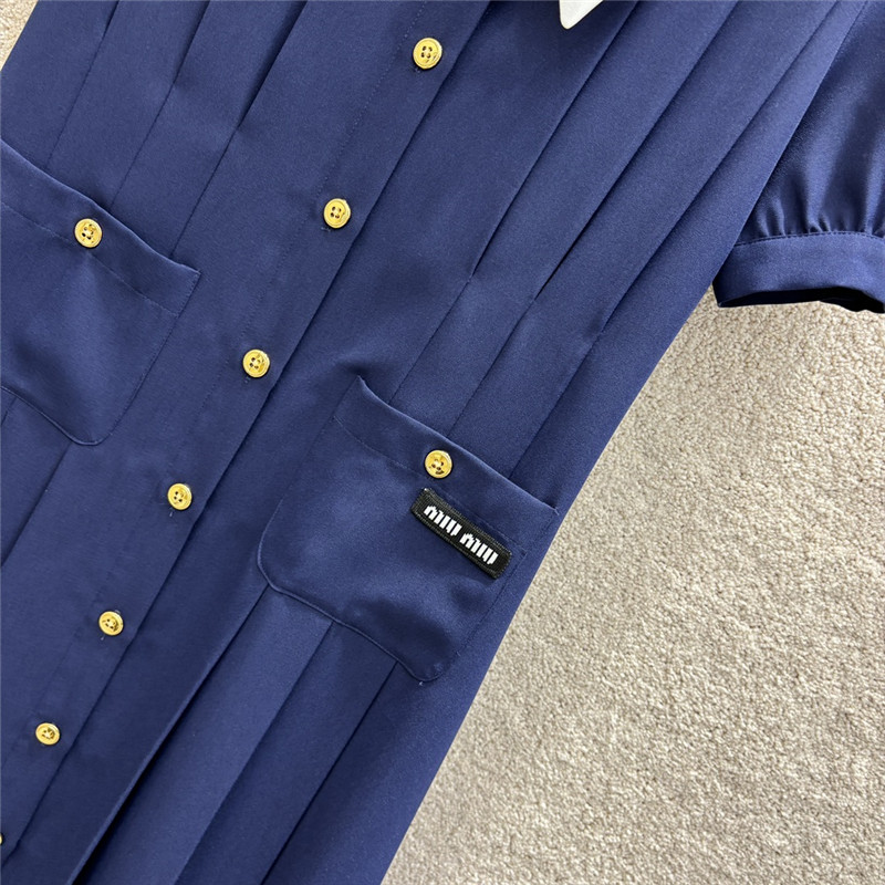 M1um1u navy blue gold button dress replica d&g clothing