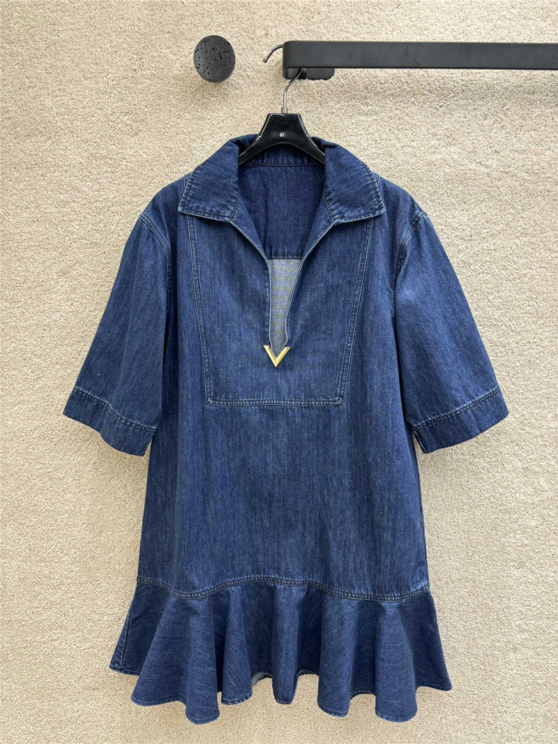 valentino denim pleated dress replica designer clothes