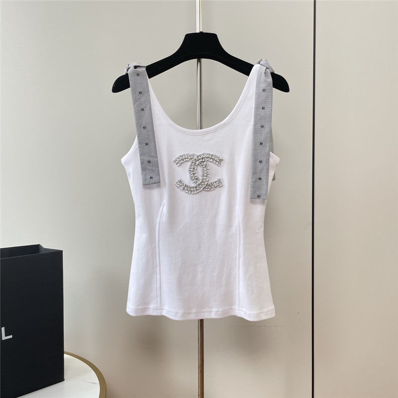 Chanel ruffled logo cotton vest replica clothing
