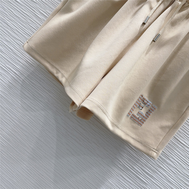 F**di hooded sweatshirt + sports shorts set replicas clothes