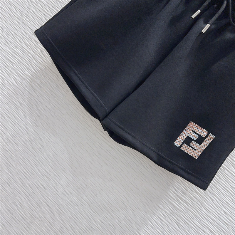 F**di hooded sweatshirt + sports shorts set replicas clothes