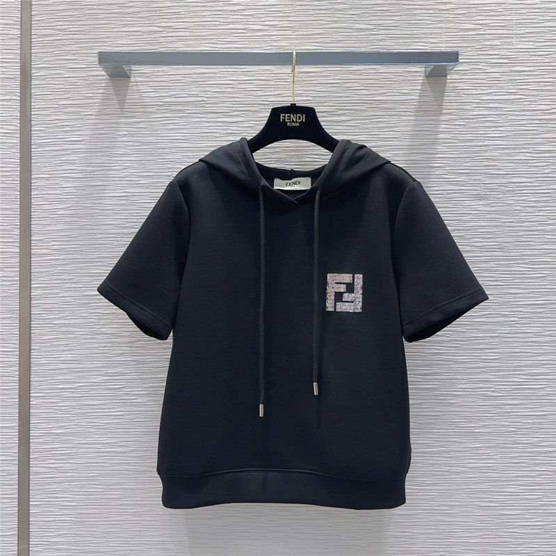 F**di hooded sweatshirt + sports shorts set replicas clothes