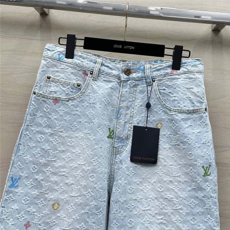 l0vis Vvtt0n lv jacquard denim shorts cheap replica designer clothes