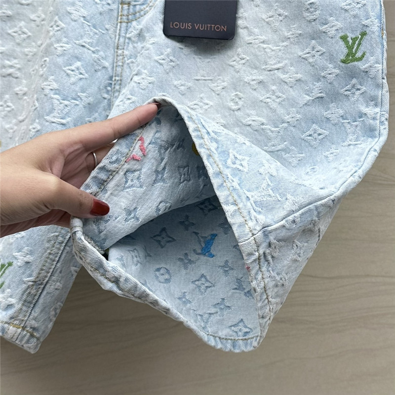 l0vis Vvtt0n lv jacquard denim shorts cheap replica designer clothes