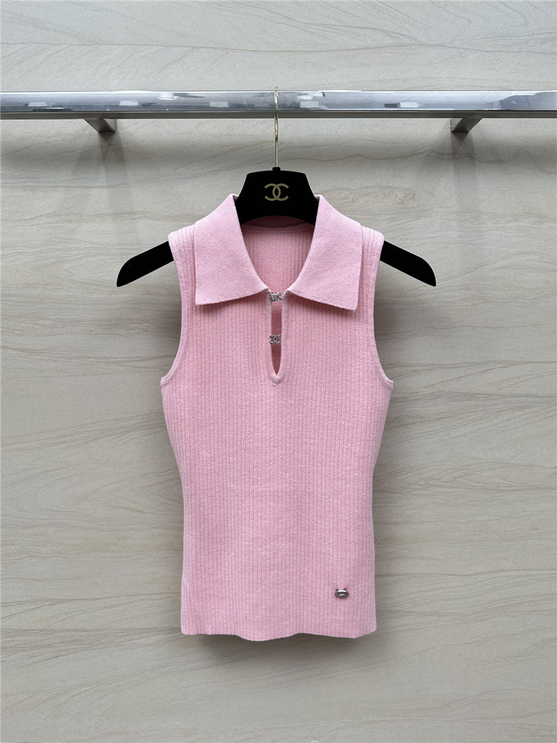 Chanel polo collar waist knitted small vest replica clothes
