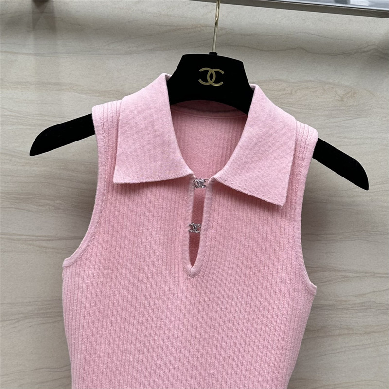 Ch**el polo collar waist knitted small vest replica clothes