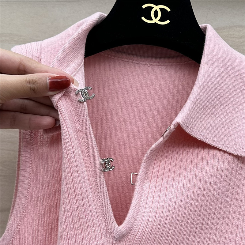 Ch**el polo collar waist knitted small vest replica clothes