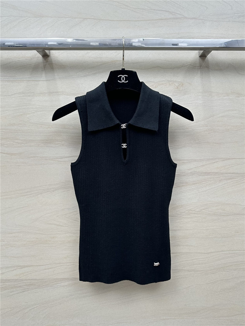 Chanel polo collar waist knitted small vest replica clothes