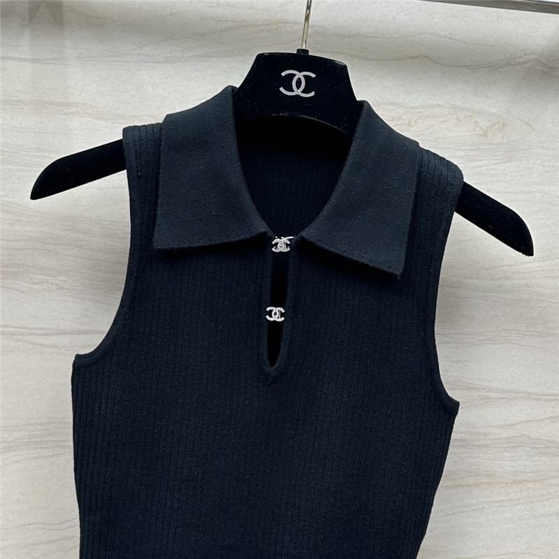 Ch**el polo collar waist knitted small vest replica clothes