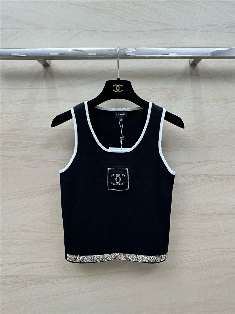 Chanel hot diamond hem knitted vest top replica clothing