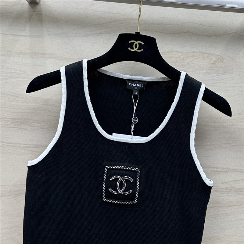 ch**el hot D1am0nd hem knitted vest top replica clothing