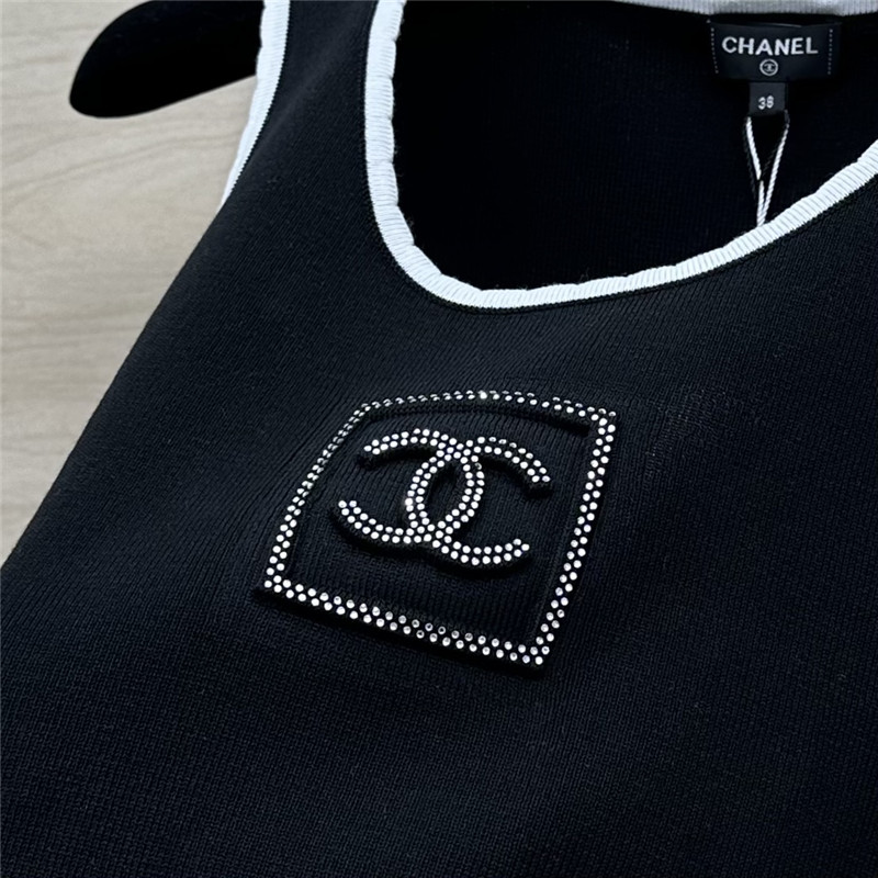 ch**el hot D1am0nd hem knitted vest top replica clothing