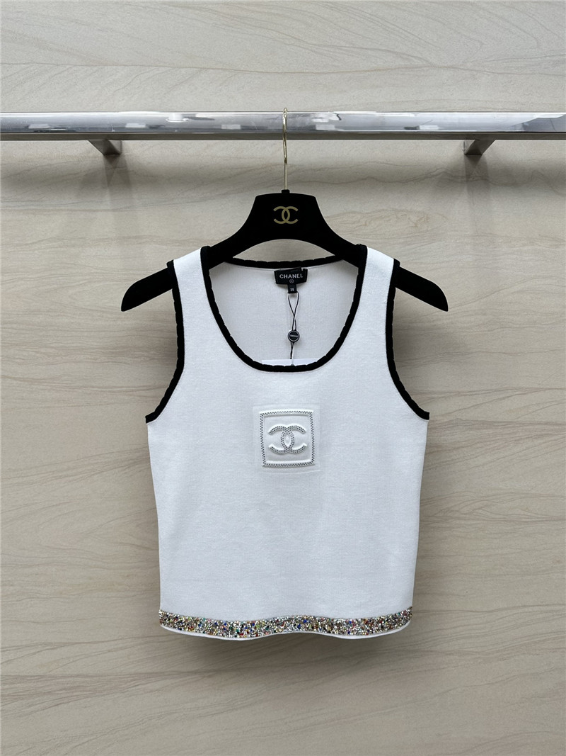 Chanel hot diamond hem knitted vest top replica clothing