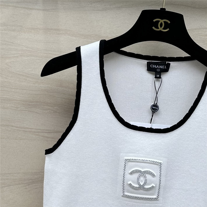 ch**el hot D1am0nd hem knitted vest top replica clothing