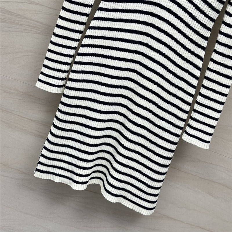 D10r navy striped large lapel dress replica designer clothes