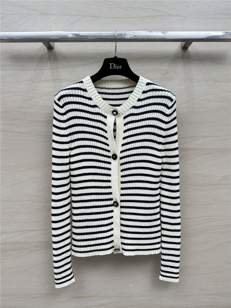 Dior Striped Blended Knitted Cardigan