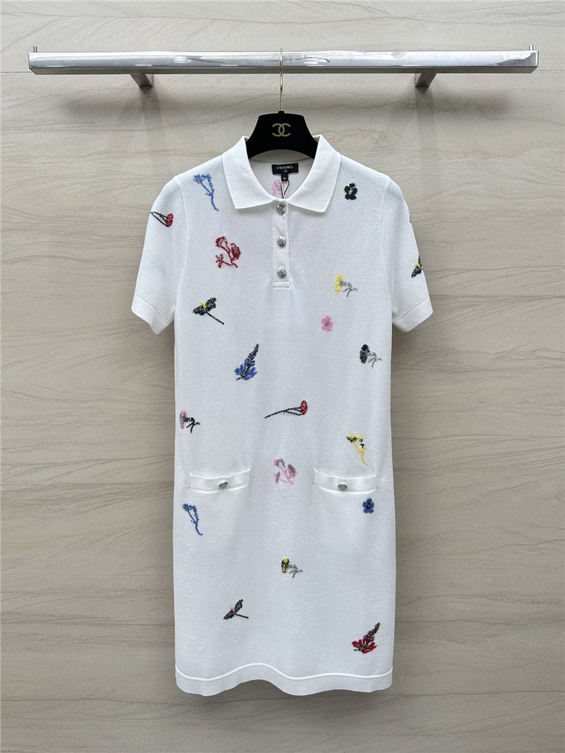 Chanel intarsia embroidery polo dress replica clothing