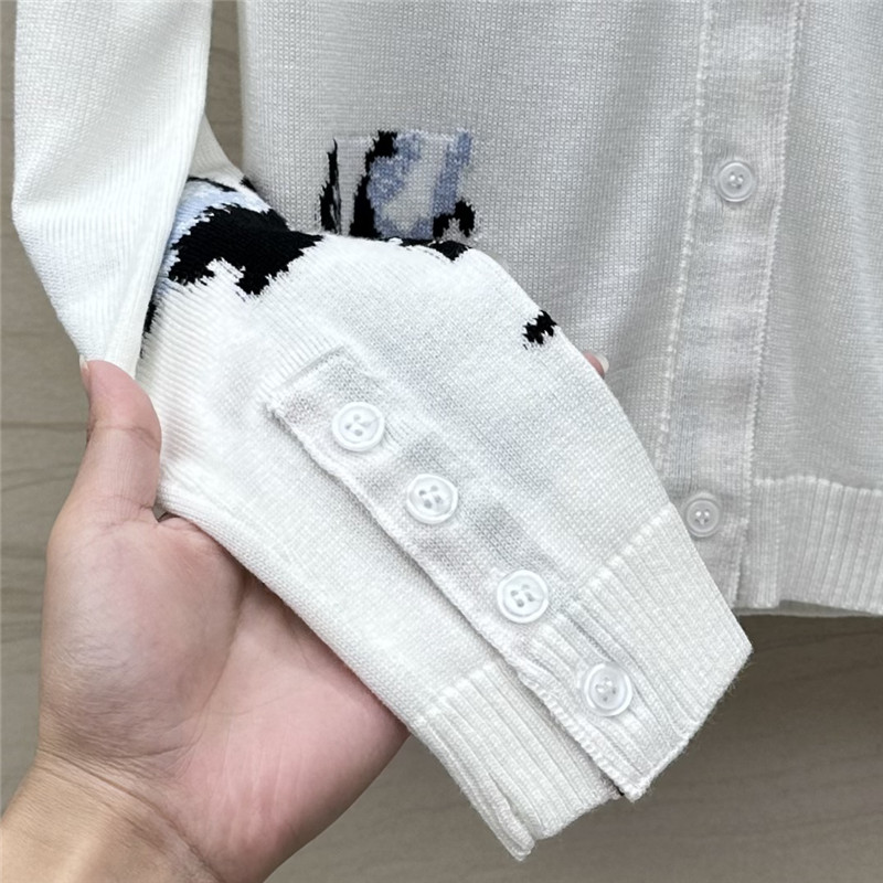 Thom Browne Floral-Intarsia Cashmere Cardigan