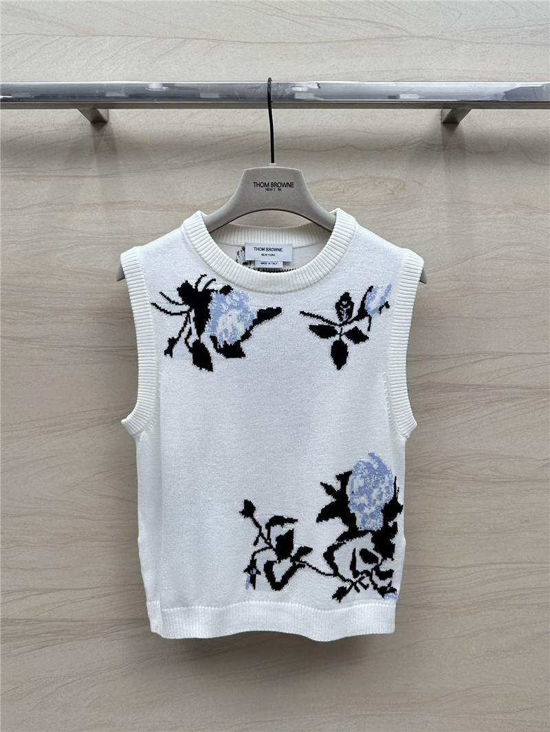 THOM BROWNe floral intarsia knitted vest replica clothing