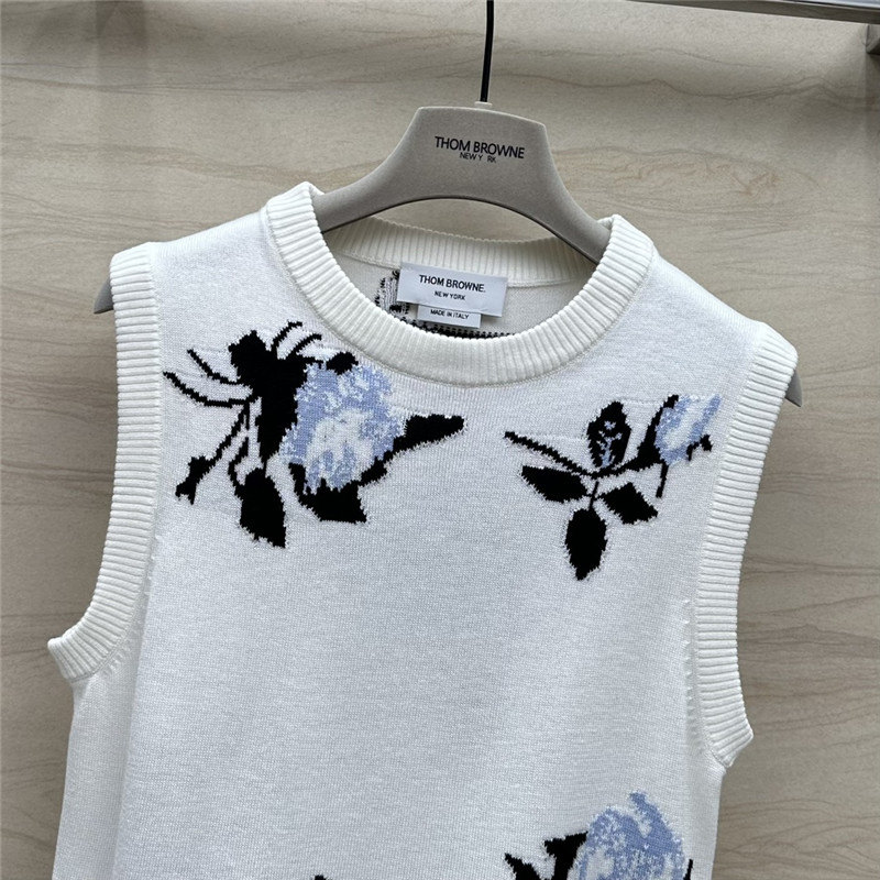 THOM BROWNe floral intarsia knitted vest replica clothing