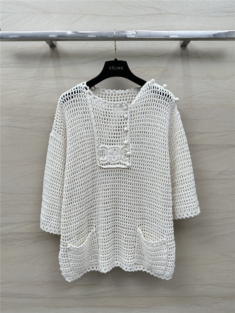 Celine Hollow Crochet Knitted Top