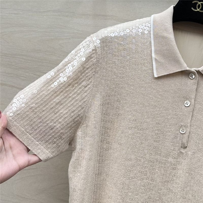 BC sequined silk wool polo top replica d&g clothing