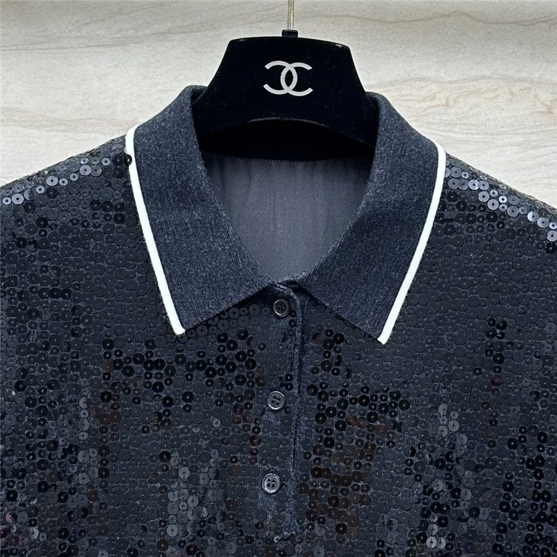 BC sequined silk wool polo top replica d&g clothing