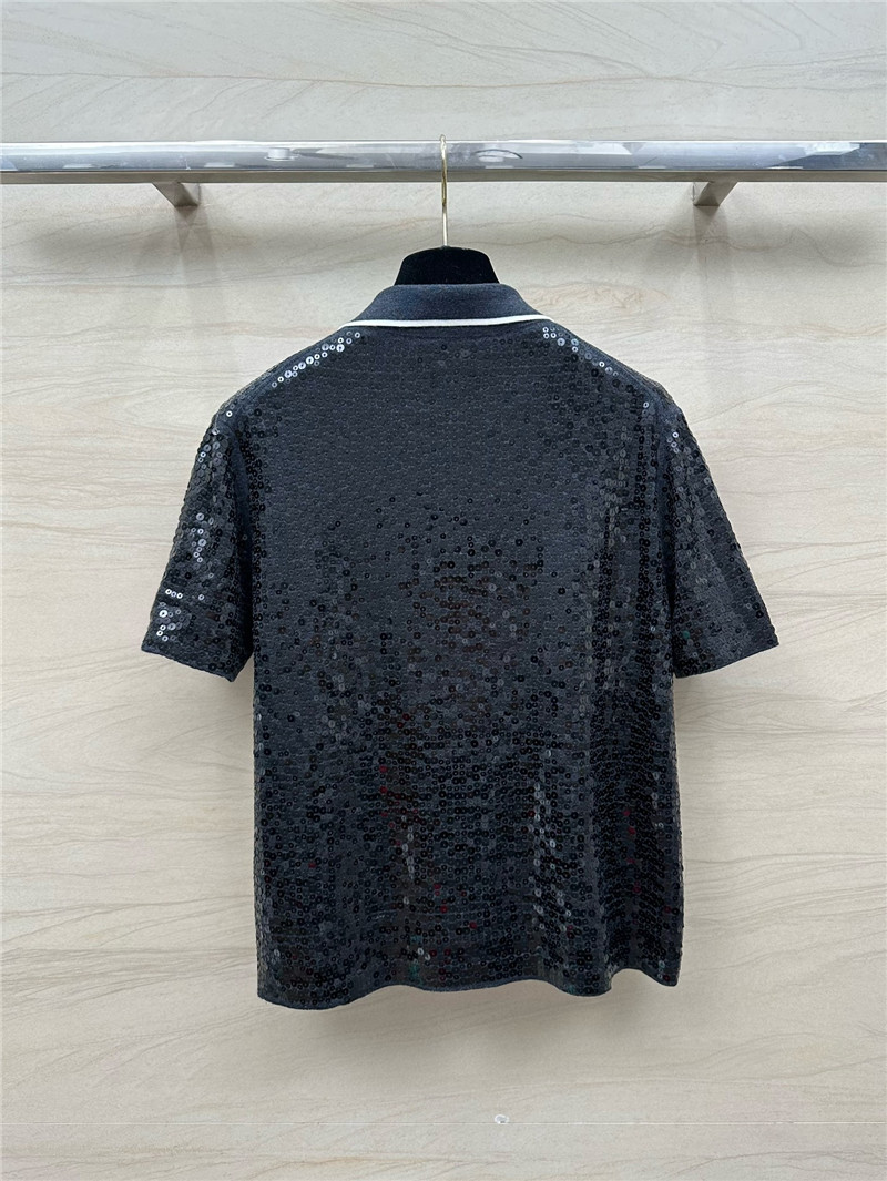 BC sequined silk wool polo top replica d&g clothing