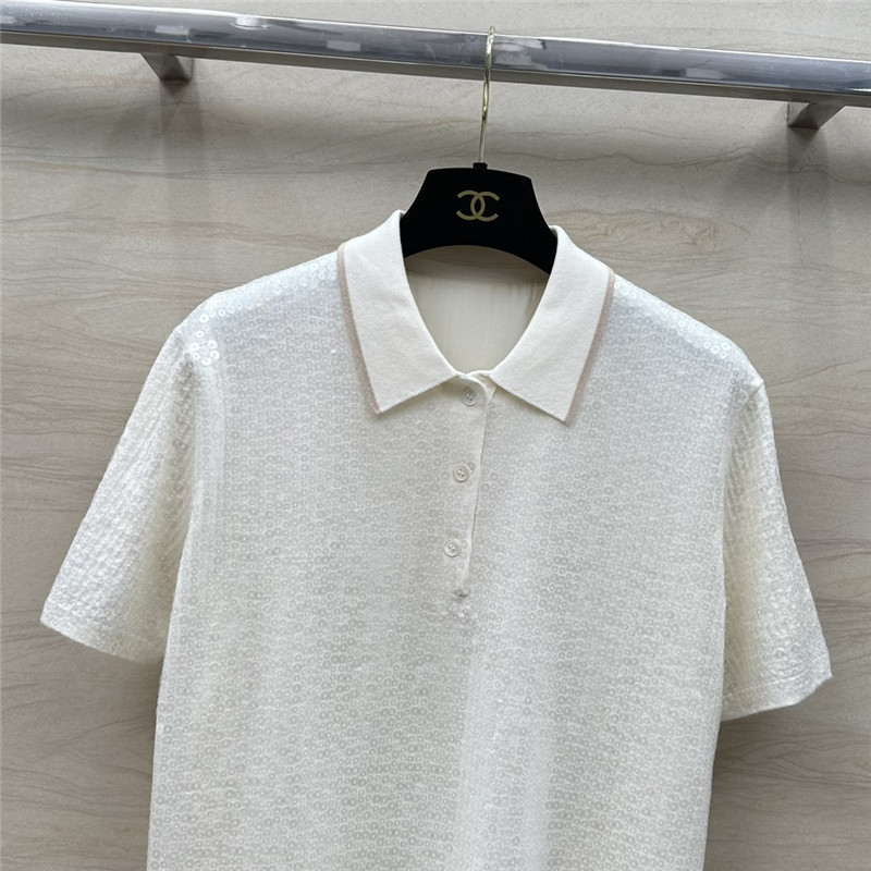 BC sequined silk wool polo top replica d&g clothing