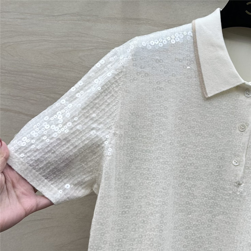 BC sequined silk wool polo top replica d&g clothing
